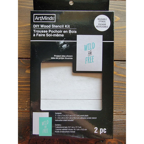 ArtMinds DIY Wood Stencil Kit WILD AND FREE Reusable Stencil - Picture 1 of 4